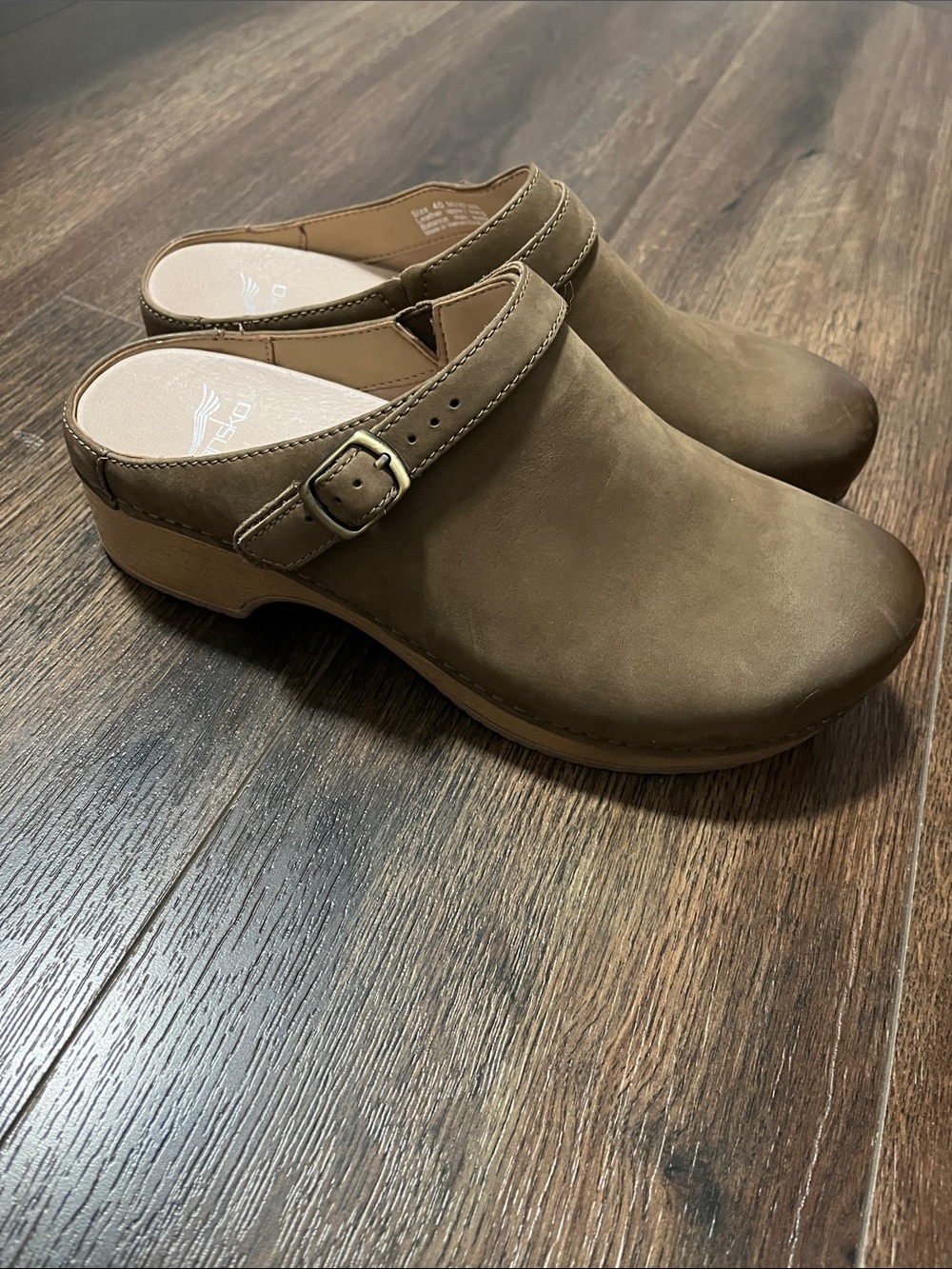 Dansko Women’s Brown Leather Clog Mules with Buckle